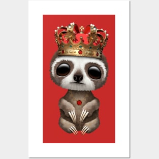 Cute Baby Sloth Wearing Crown Posters and Art